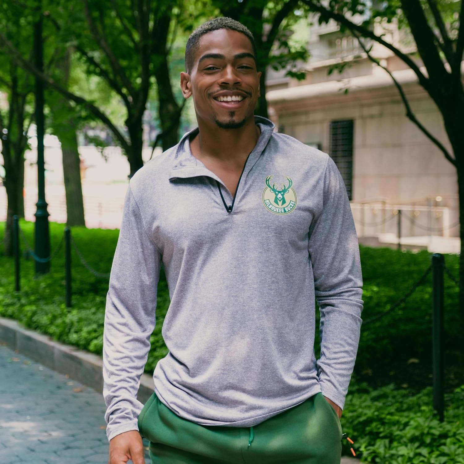 Camiseta de manga larga con cremallera de un cuarto de la NBA para hombre