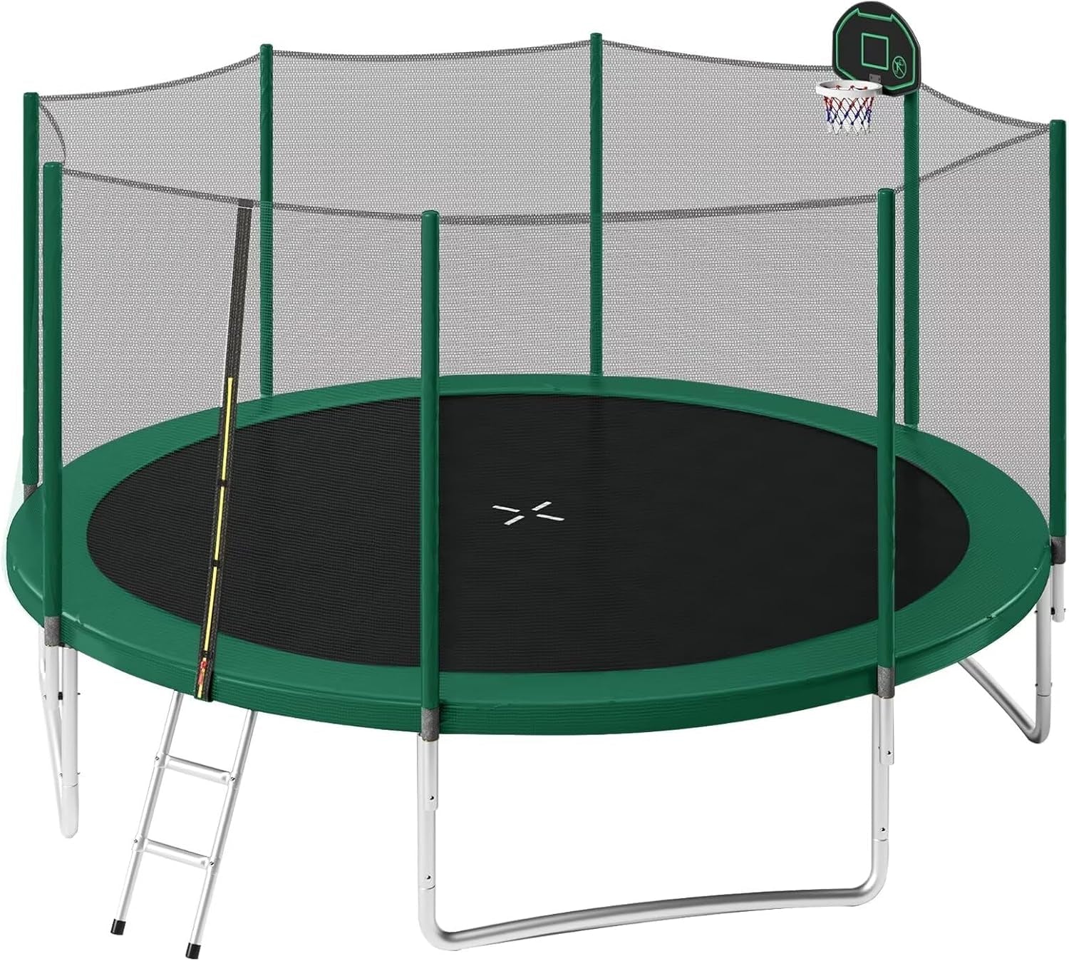 Trampoline 14FT 16FT Trampoline for Kids and Adults with Basketball Hoop, Enclosure Net & Ladder 1500LBS ASTM Approved Outdoor Recreational Trampolines