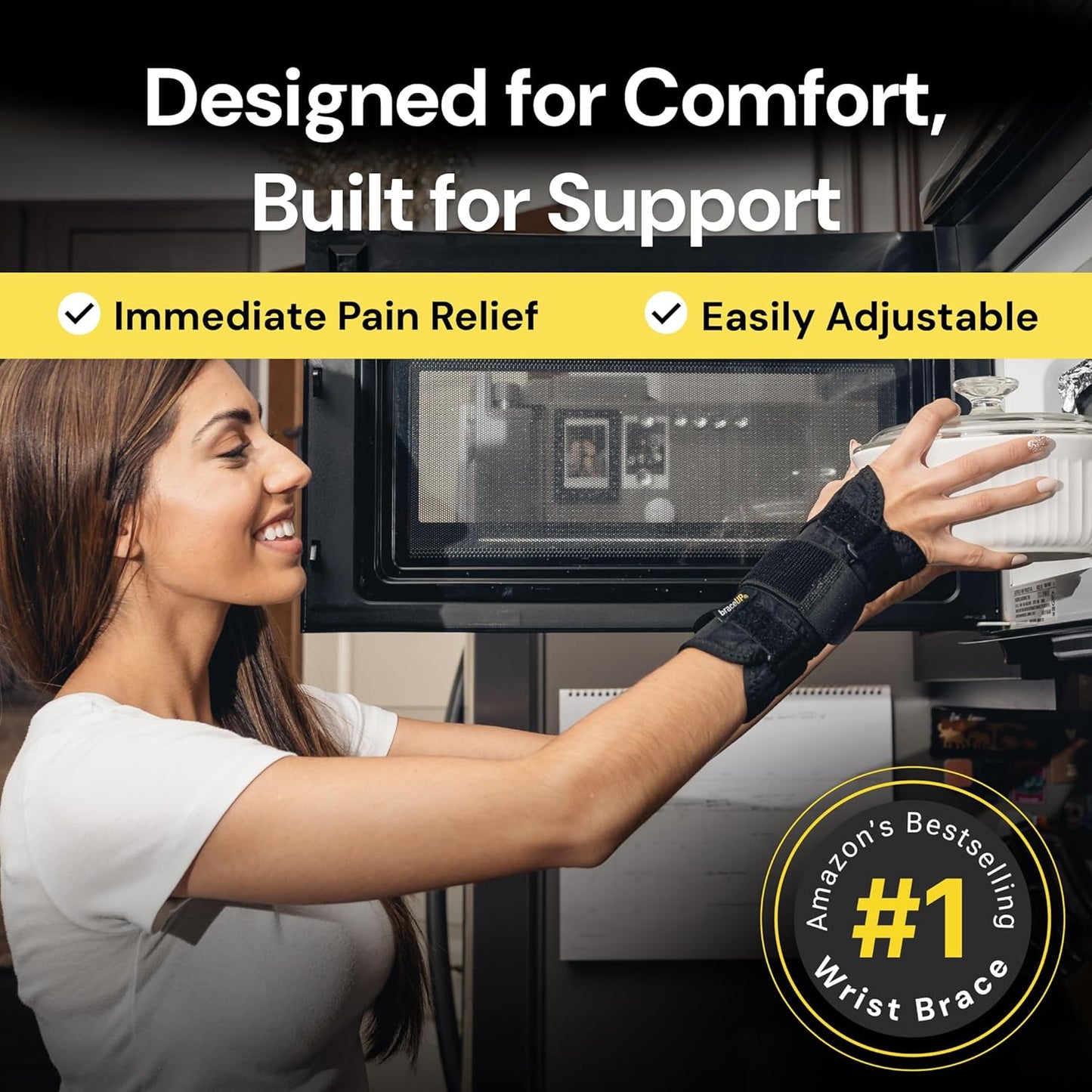 Carpal Tunnel Wrist Brace for Men and Women - Metal Wrist Splint for Hand and Wrist Support and Tendonitis Arthritis Pain Relief