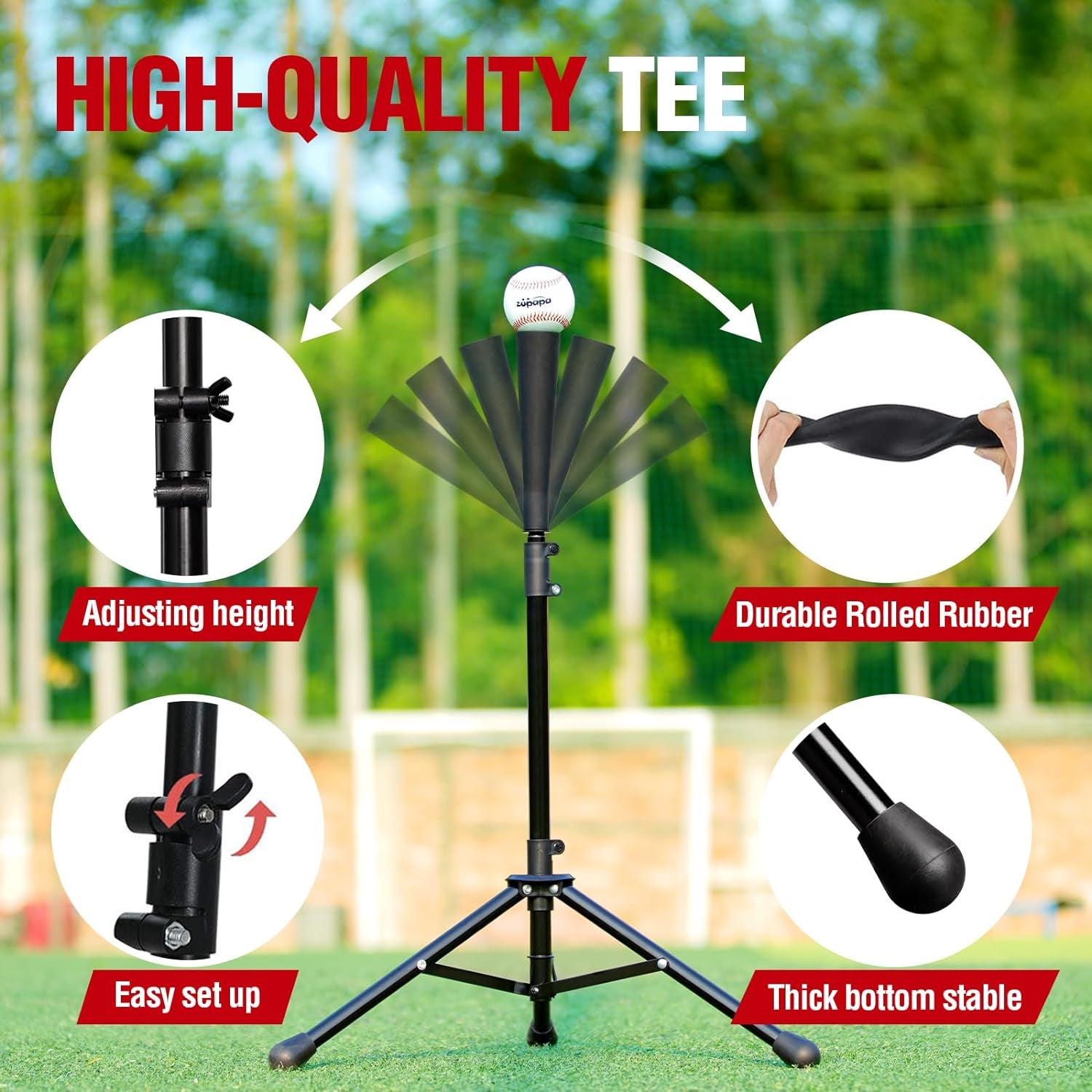 7X7 Feet Baseball Softball Hitting Pitching Net Tee Caddy Set with Strike Zone, Baseball Backstop Practice Net for Pitching Batting Catching for All Skill Levels